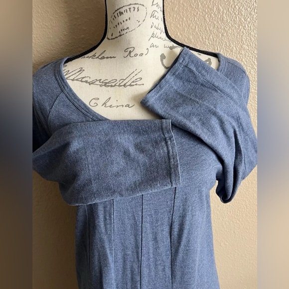 J.JILL Women’s Blue Stretch Knit Midi Min Dress 3/4 Sleeves Size Medium Tall - Picture 7 of 9